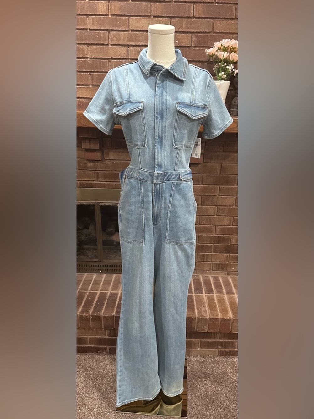 NWT Good American Fit For Success Bootcut Denim Jumpsuit Retro Utility Chic L - Picture 2 of 8
